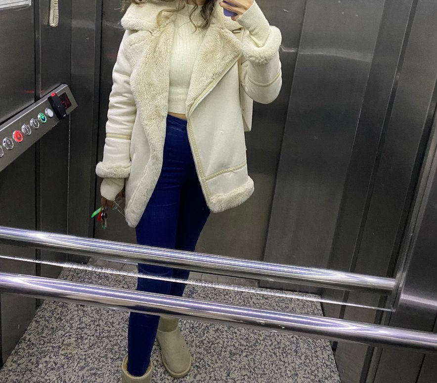 ZARA Ekru Kürklü Montlu - Görsel 2