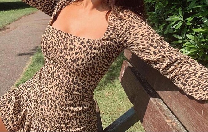 PULLANDBEAR LEOPAR DESENLİ ELBİSE