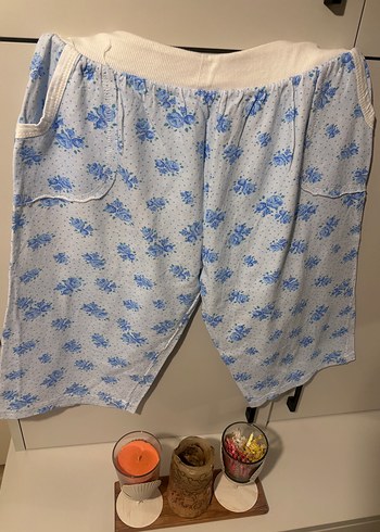 Dantel Detaylı Mavi ev Şortu - Görsel 2