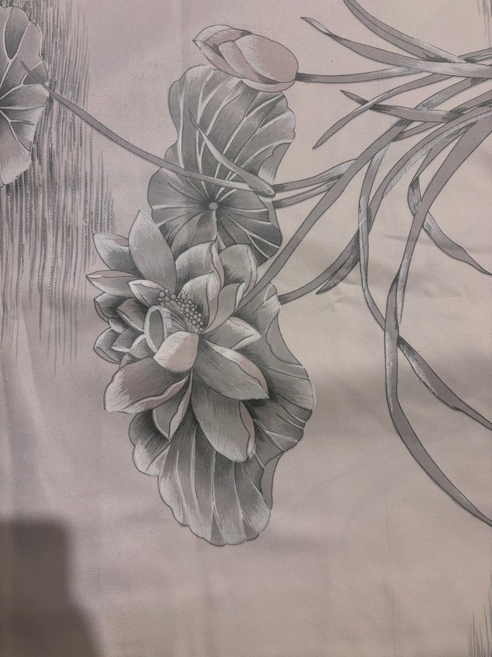 2 Adet saten perde Yeşil Nilüfer desenli kalın perde - Görsel 2