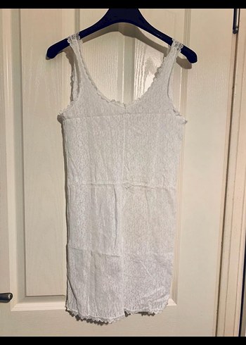 Beyaz kombinezon dantelli atlet mini elbise - Görsel 7