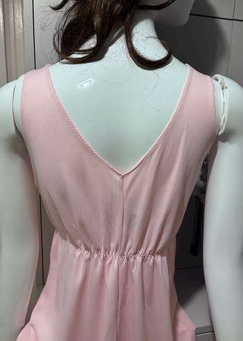 Pembe Uzun kalın askılı Dantel Detaylı Kadın Gecelik - Görsel 7