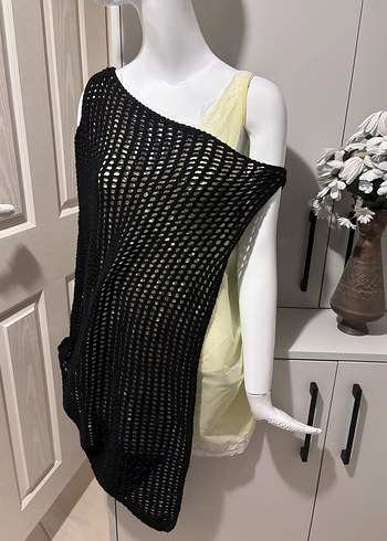 Siyah Örgü Drape Lüks Kadın triko - Görsel 2