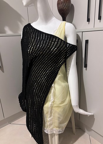 Siyah Örgü Drape Lüks Kadın triko - Görsel 5