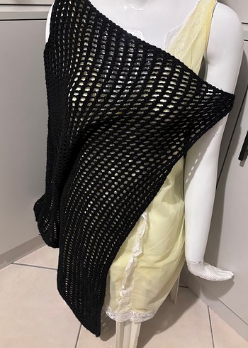 Siyah Örgü Drape Lüks Kadın triko - Görsel 3