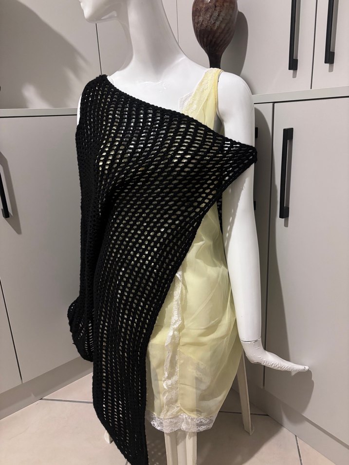 Siyah Örgü Drape Lüks Kadın triko - Görsel 5