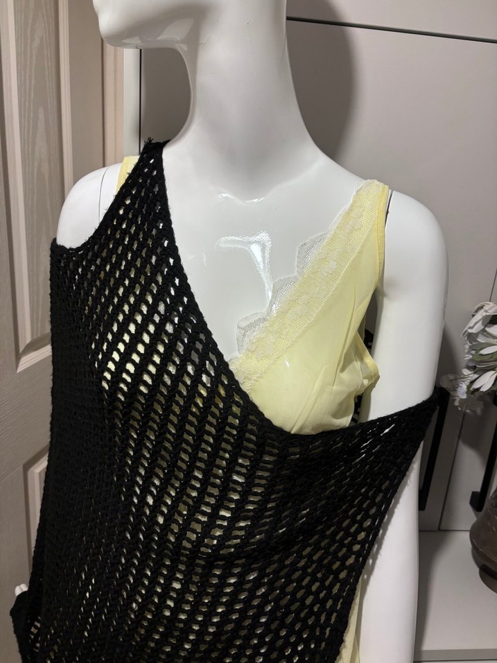 Siyah Örgü Drape Lüks Kadın triko - Görsel 4