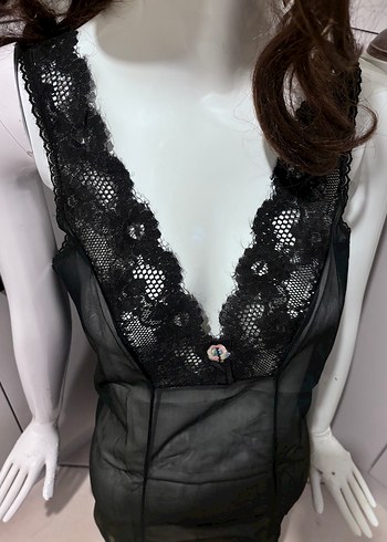 Siyah Dantelli Gotik Midi Gecelik - Görsel 3