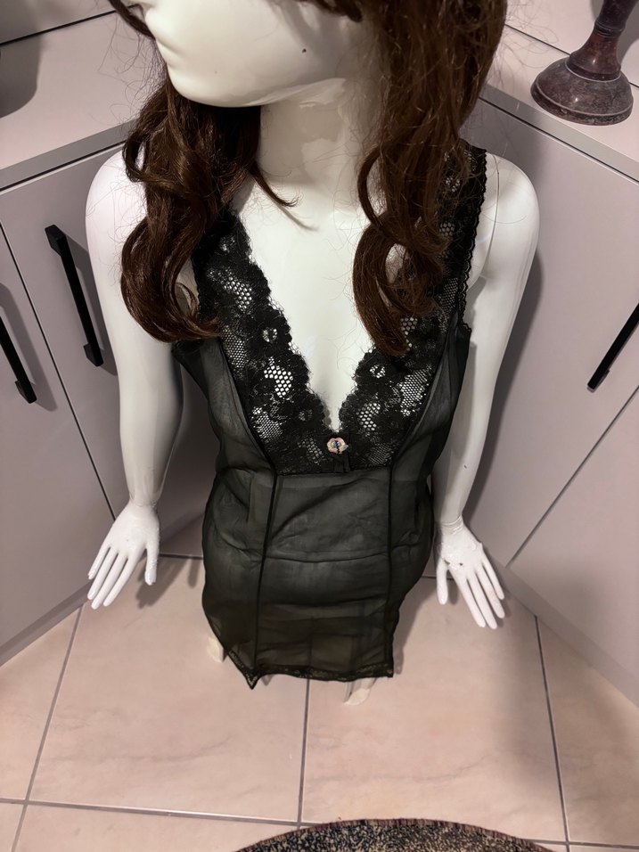 Siyah Dantelli Gotik Midi Gecelik - Görsel 2