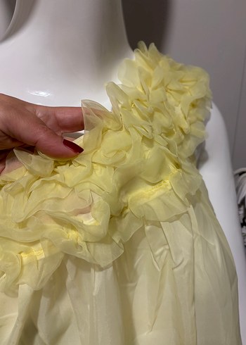 Sarı Uzun Kollu Bohem Vintage Kadın Gecelik - Görsel 4