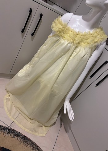 Sarı Uzun Kollu Bohem Vintage Kadın Gecelik - Görsel 5