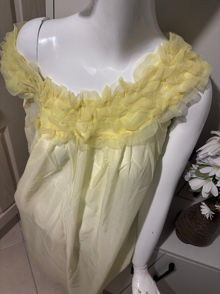 Sarı Uzun Kollu Bohem Vintage Kadın Gecelik - Görsel 2