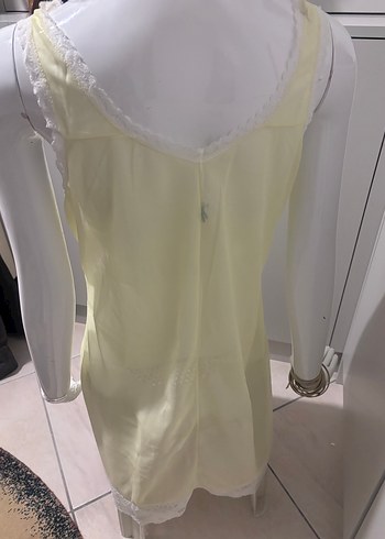 Sarı Vintage Bohem Mini Gecelik - Görsel 5