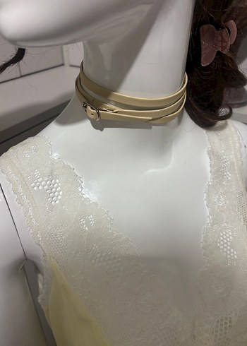 Sarı Vintage Bohem Mini Gecelik - Görsel 4