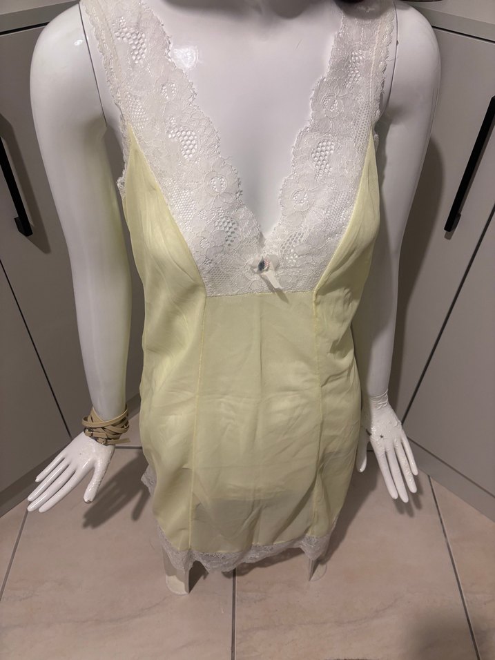 Sarı Vintage Bohem Mini Gecelik - Görsel 2