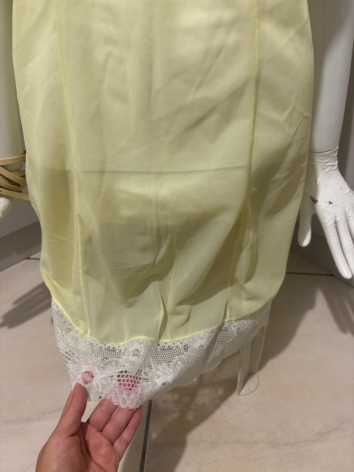 Sarı Vintage Bohem Mini Gecelik - Görsel 3