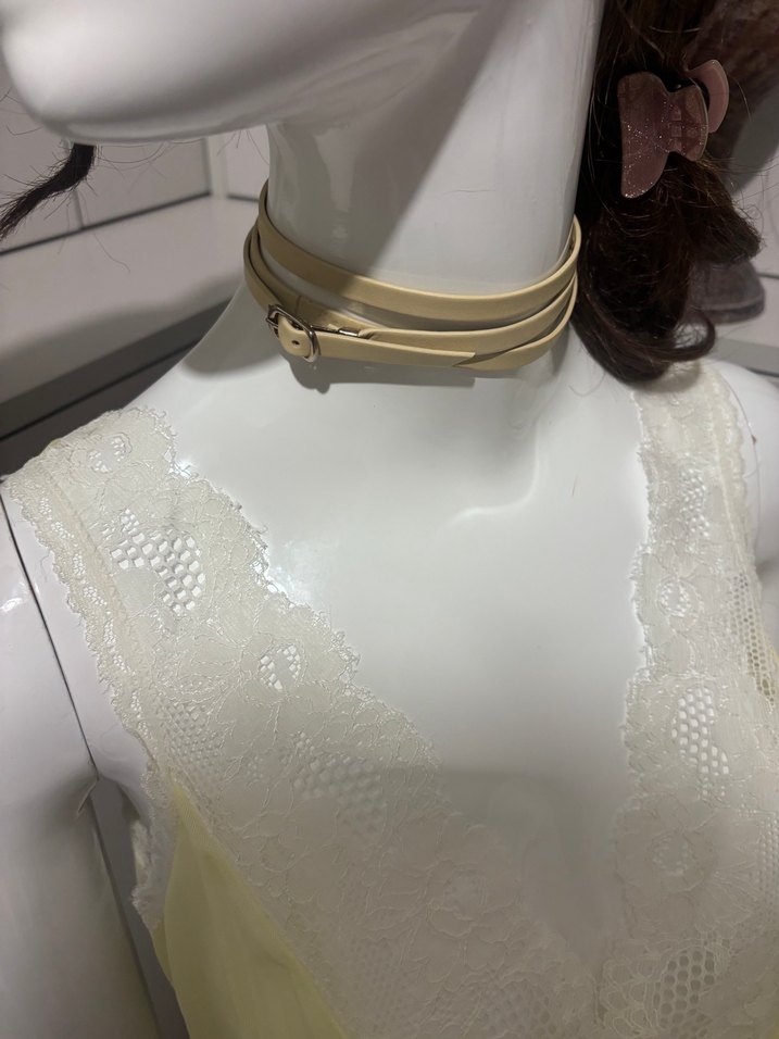 Sarı Vintage Bohem Mini Gecelik - Görsel 4