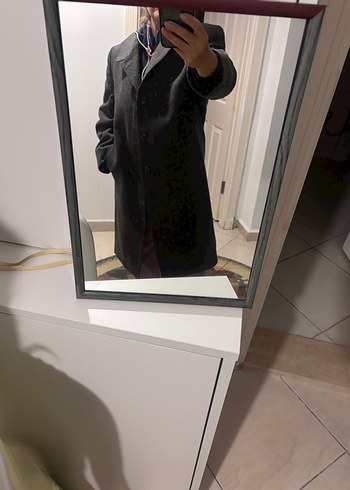 Düğmeli Gri Yün Erkek Kaban - Görsel 12