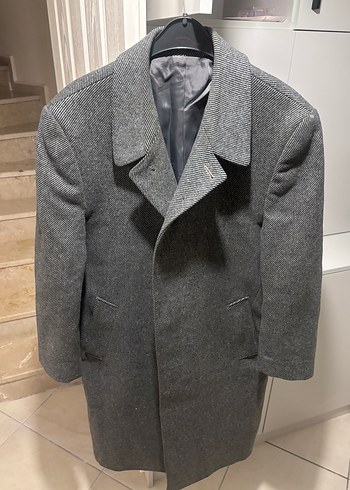 Düğmeli Gri Yün Erkek Kaban - Görsel 10