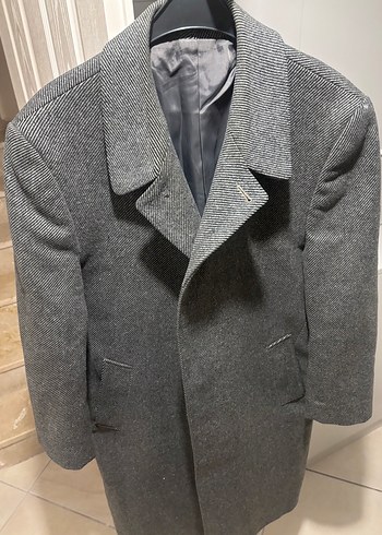 Düğmeli Gri Yün Erkek Kaban - Görsel 11