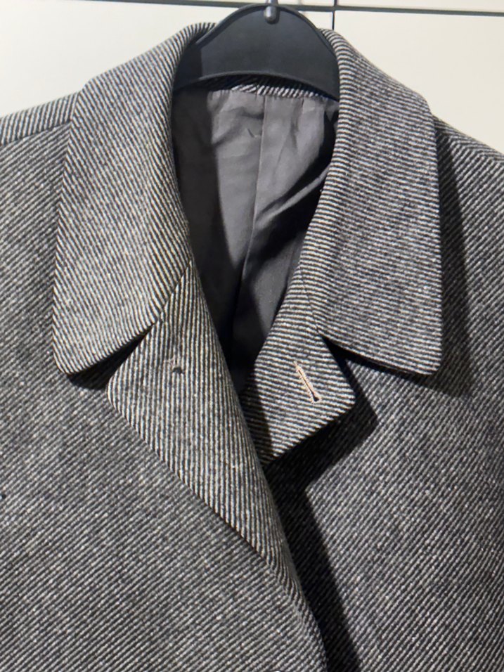 Düğmeli Gri Yün Erkek Kaban - Görsel 3