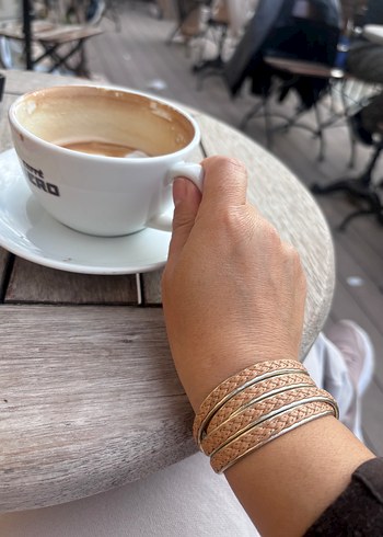 Bej Yılan Desenli Tokalı Bohem Bileklik - Görsel 5