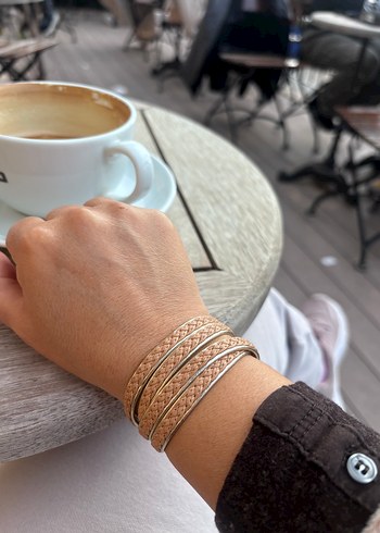 Bej Yılan Desenli Tokalı Bohem Bileklik - Görsel 6