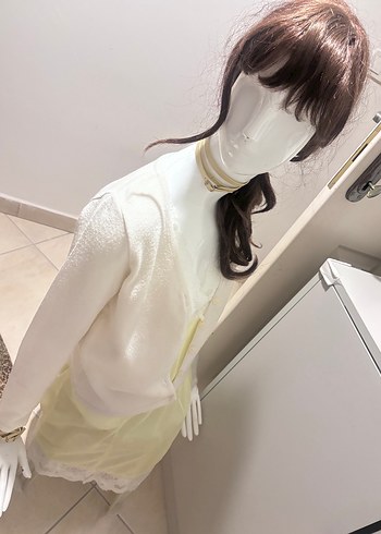 Dantel Detaylı Beyaz Kısa Kadın Hırka - Görsel 6