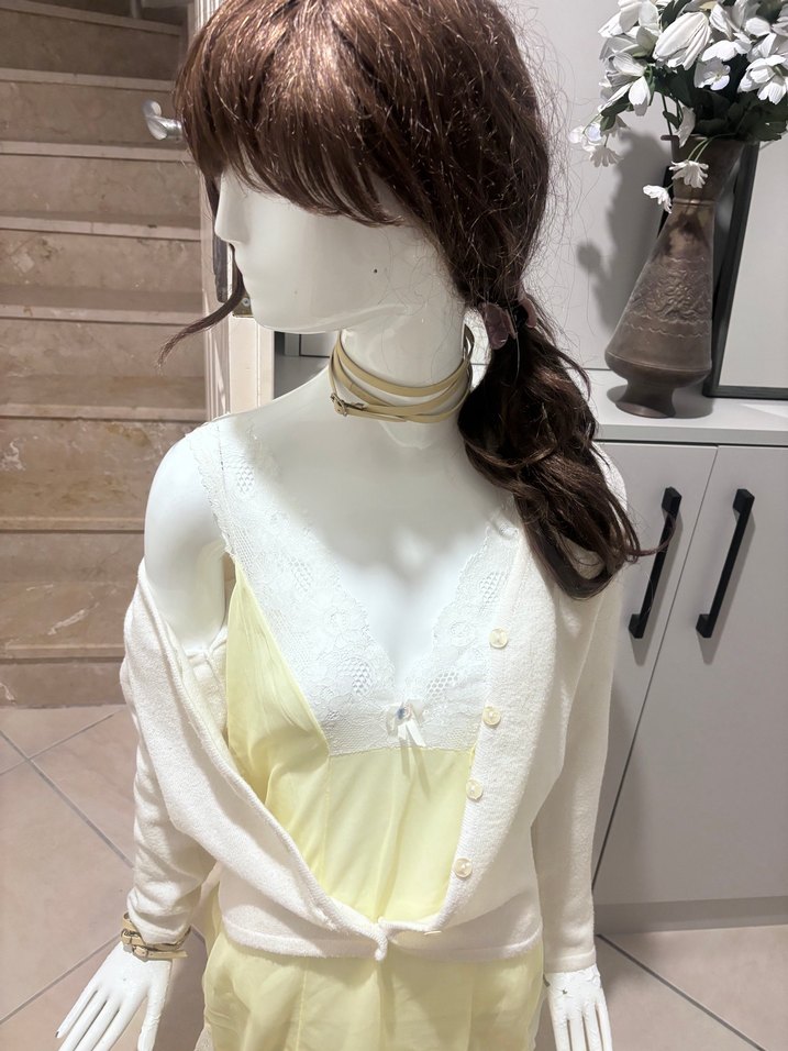 Dantel Detaylı Beyaz Kısa Kadın Hırka - Görsel 2