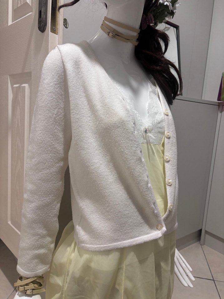 Dantel Detaylı Beyaz Kısa Kadın Hırka - Görsel 3