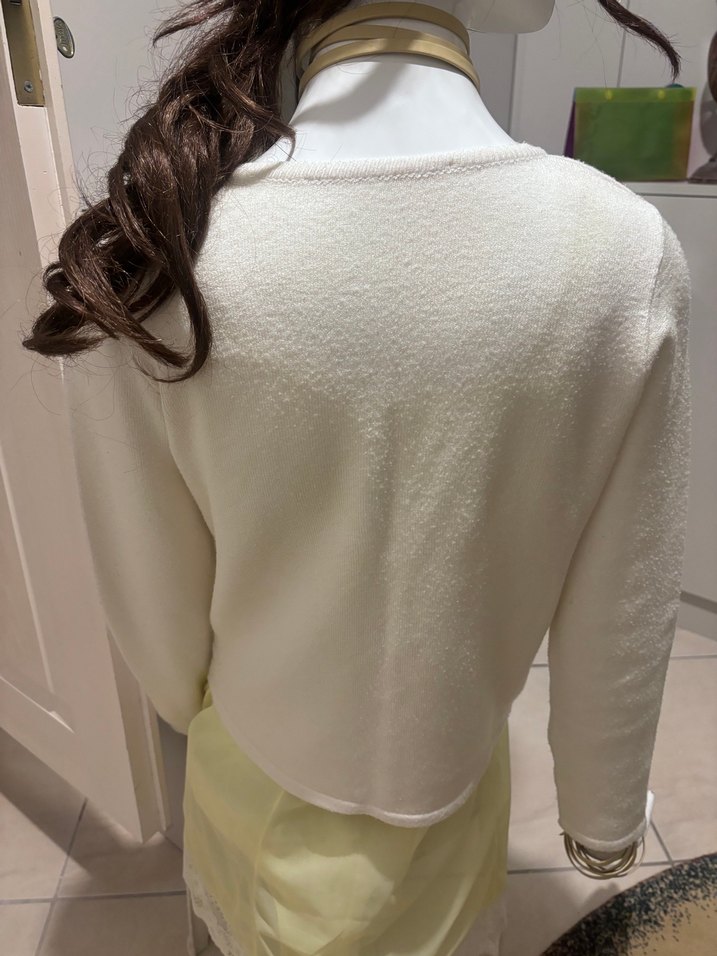 Dantel Detaylı Beyaz Kısa Kadın Hırka - Görsel 5