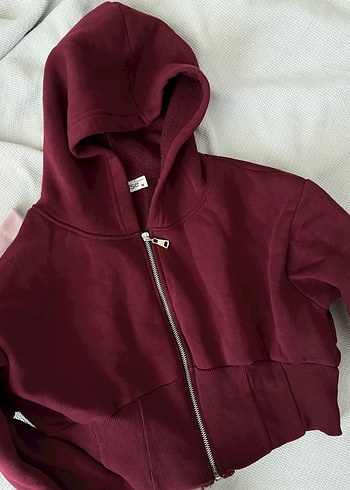 Bordo Kapüşonlu hırka
