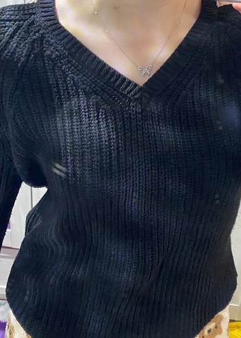 Siyah Triko v yaka Kazak - Görsel 2