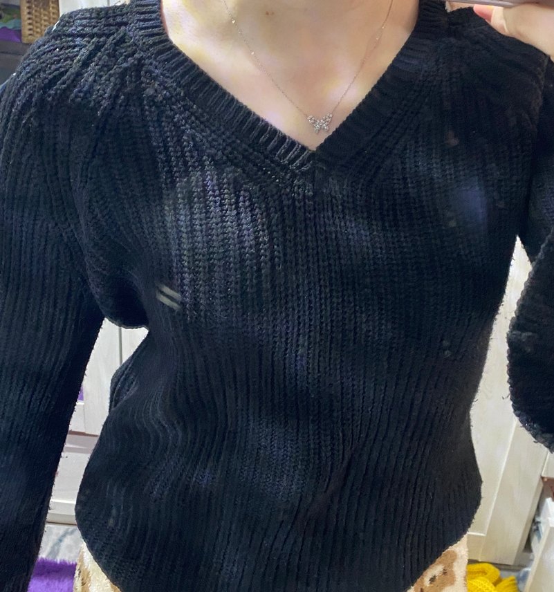 Siyah Triko v yaka Kazak - Görsel 2