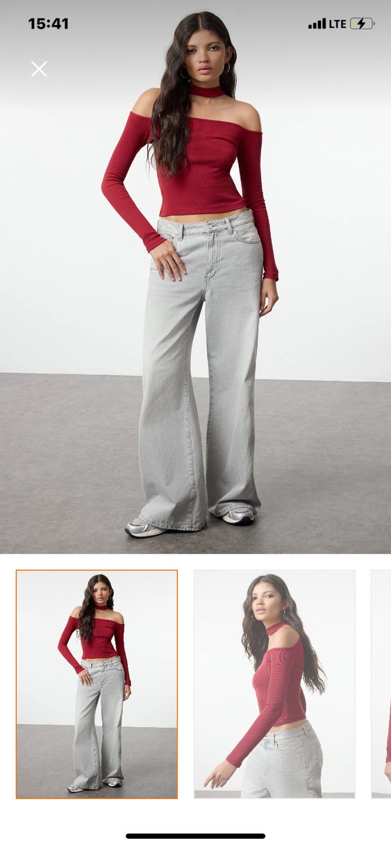 bordo straplez bogaz detayli bluz - Görsel 2