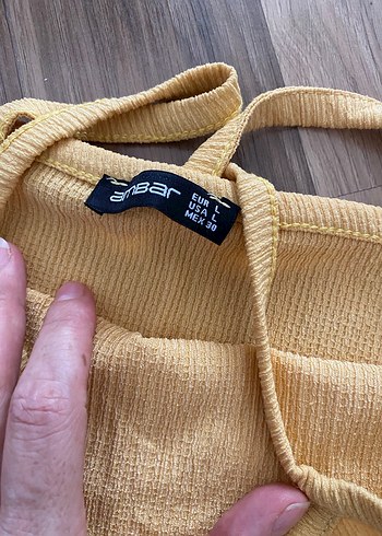 Sarı Keten Mini Askılı Tulum - Görsel 4