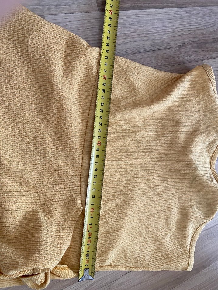 Sarı Keten Mini Askılı Tulum - Görsel 5