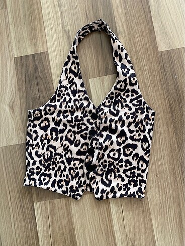 Leopar büstiyer yelek