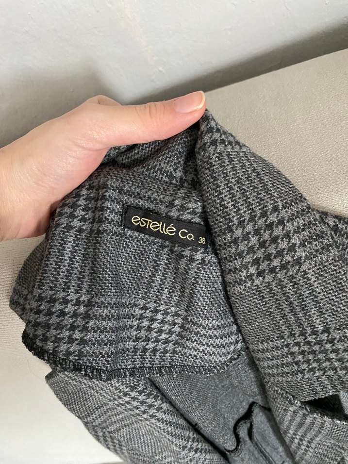 Gri ekoseli mevsimlik ceket - Görsel 2