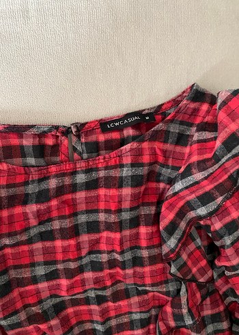 Kareli fırfırlı bluz - Görsel 4