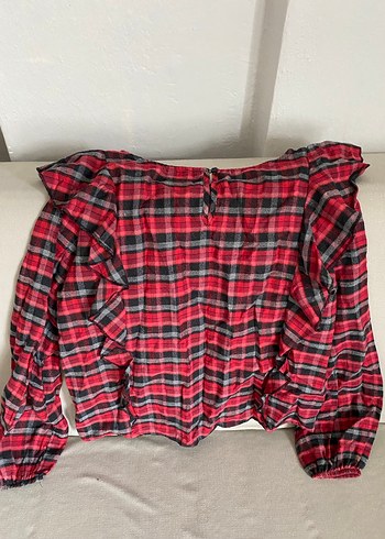 Kareli fırfırlı bluz - Görsel 2