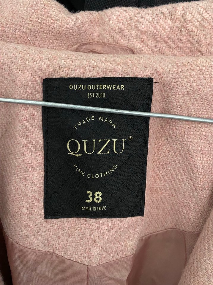 Quzu pudra pembe kaşe kaban - Görsel 3