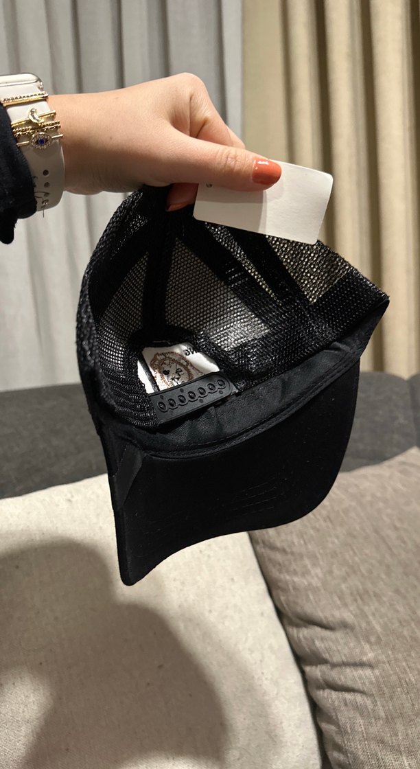 Aslan İşlemeli Siyah-Beyaz Erkek Şapka - Görsel 3