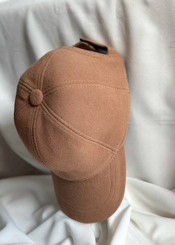 Düğmeli Bej Kadın Şapka - Görsel 4