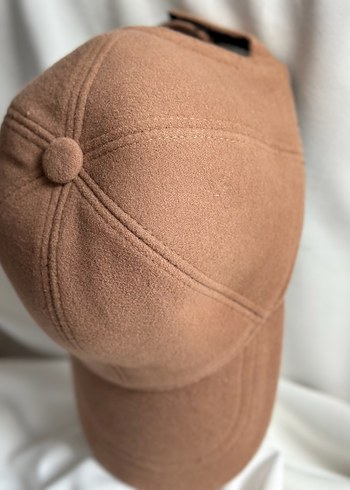 Düğmeli Bej Kadın Şapka - Görsel 2