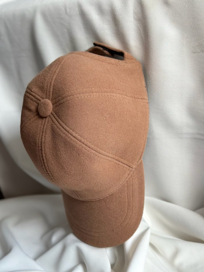 Düğmeli Bej Kadın Şapka - Görsel 4