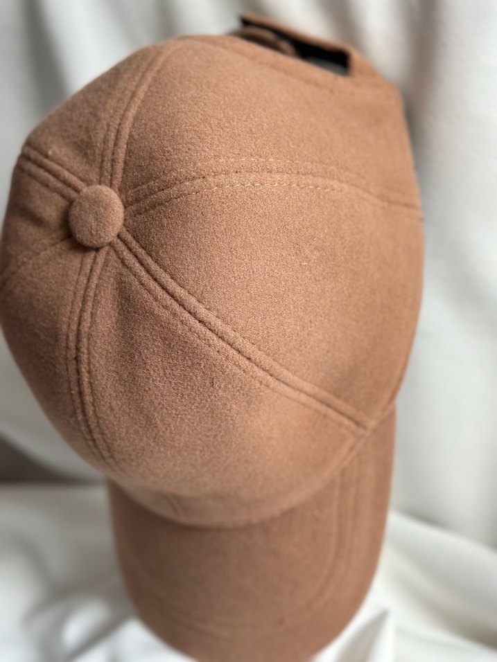 Düğmeli Bej Kadın Şapka - Görsel 2