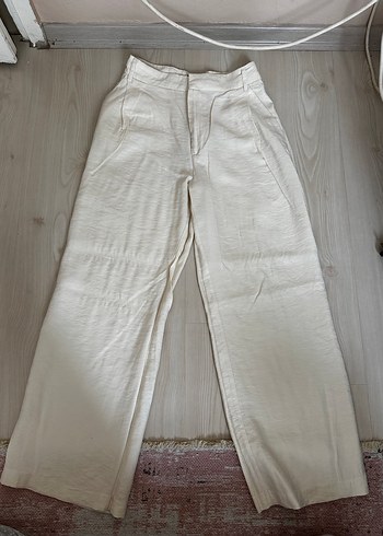 Zara Beyaz Keten Kadın Pantolon