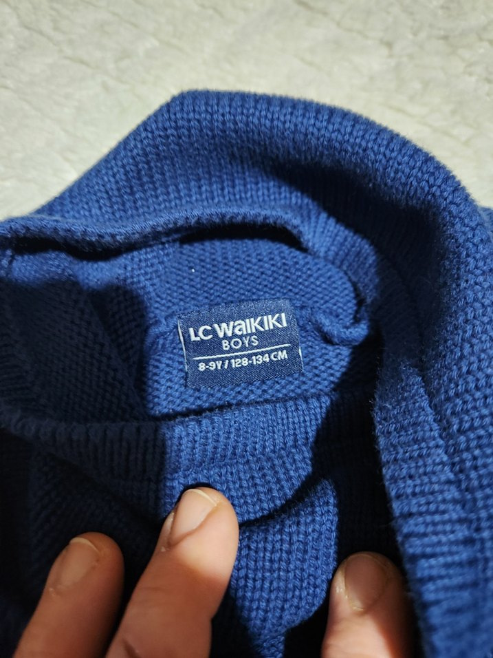 Lacivert balikci yaka erkek cocuk spor kazak - Görsel 5