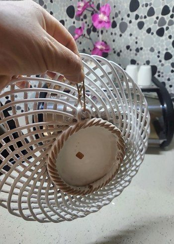 Beyaz Nakışlı Dekoratif Tabak - Görsel 5